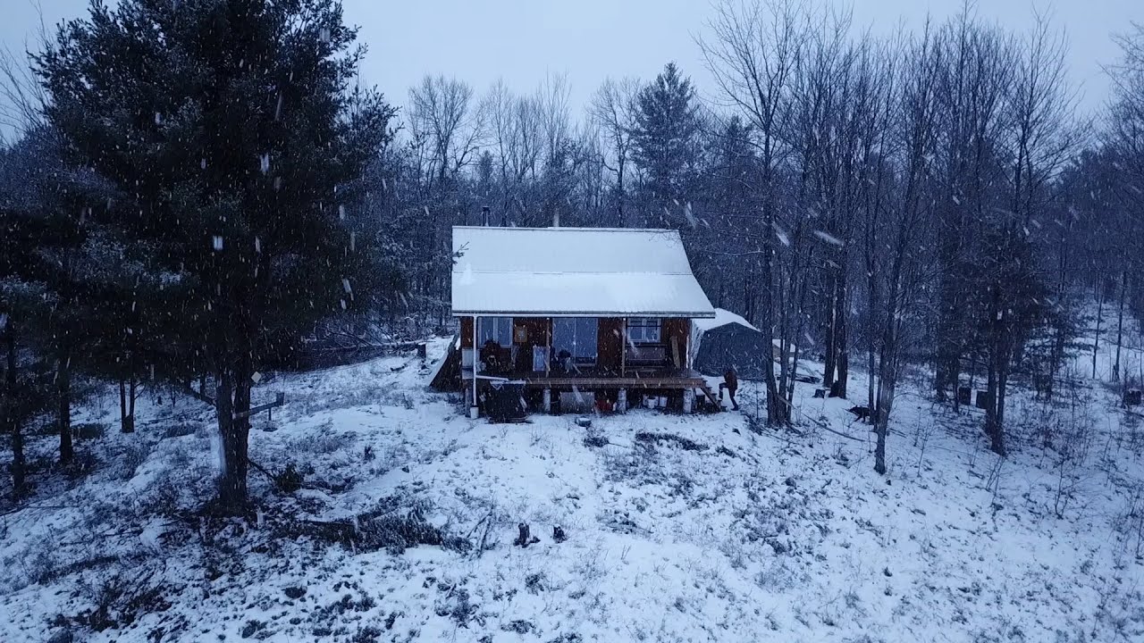 Off Grid Cabin in a Snow Storm