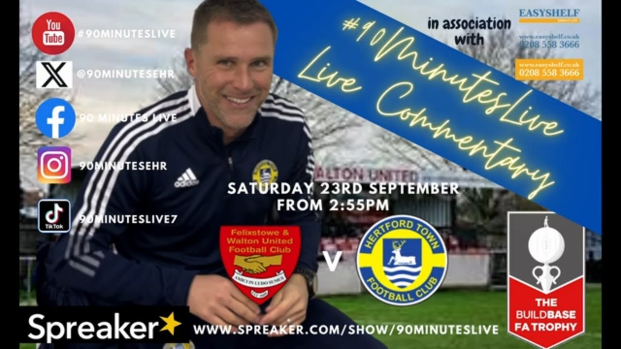 Match highlights of the FA TROPHY match between FELIXTOWE AND WALTON UNITED and HERTFORD TOWN