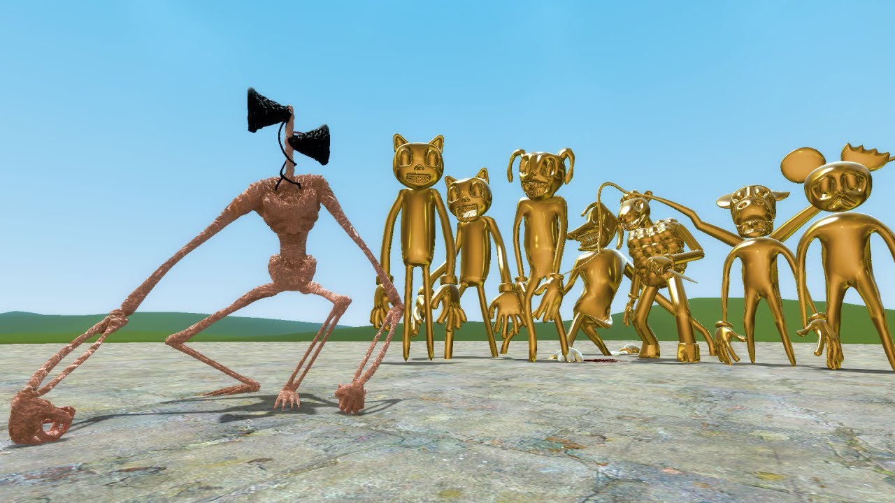 SIREN HEAD V2 VS ALL GOLDEN CARTOON CATS!! Garry's Mod Sandbox