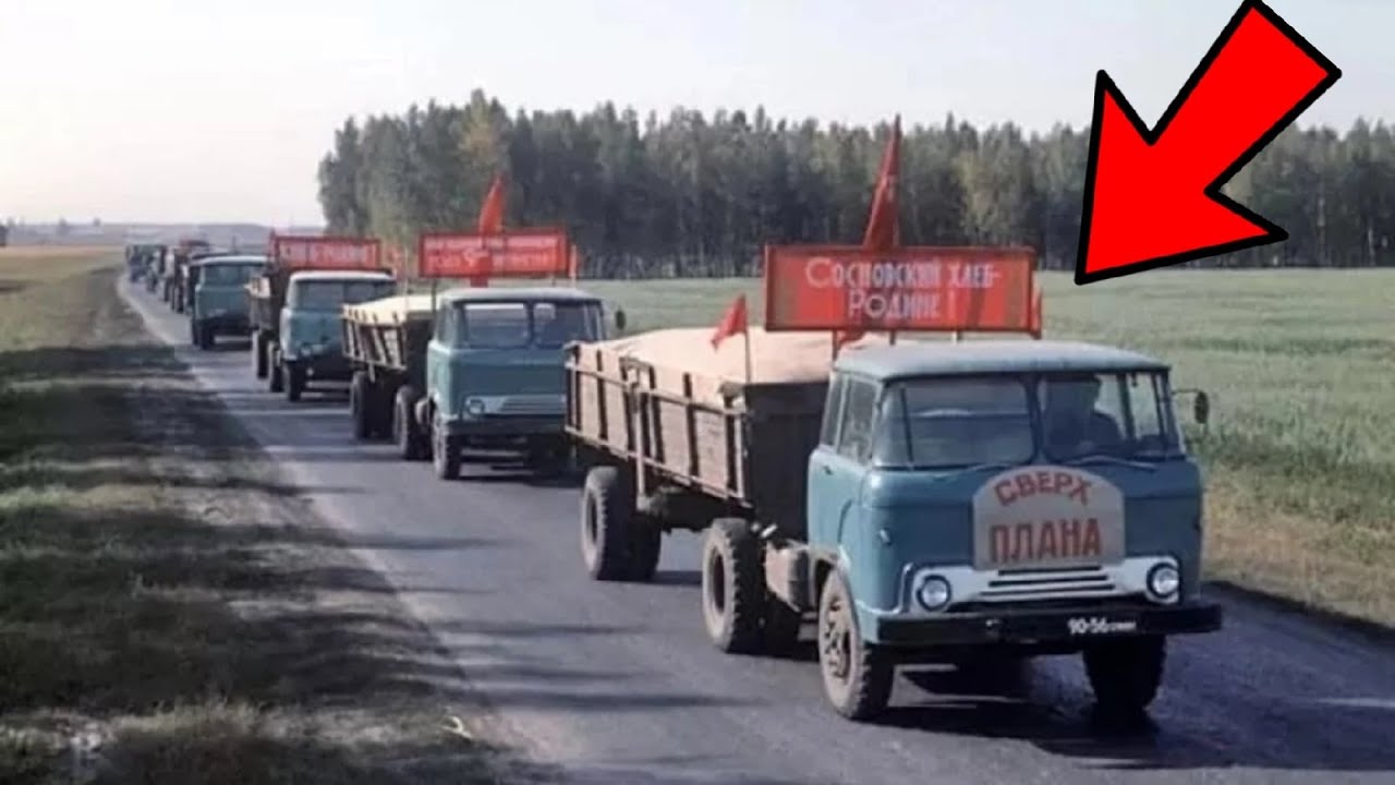Ламповые кадры с грузовиками, автобусами и тракторами из СССР №12