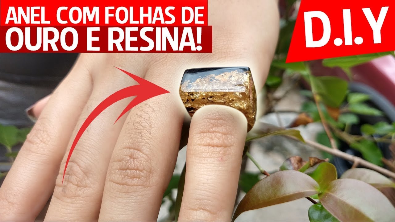 Anel de Resina Epoxi com folhas de ouro - Tutorial (Secret Wood Bio Joia)
