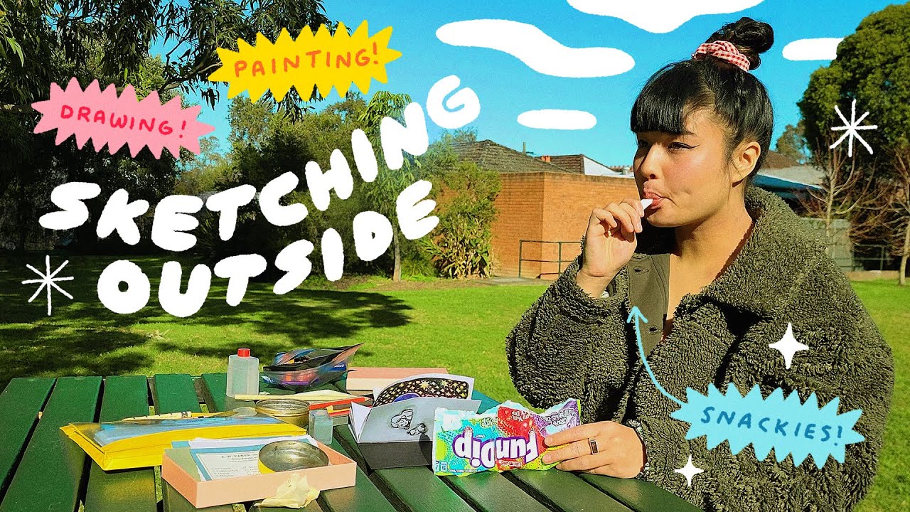 sketchbooking outside ✷ chill drawing, new art supplies