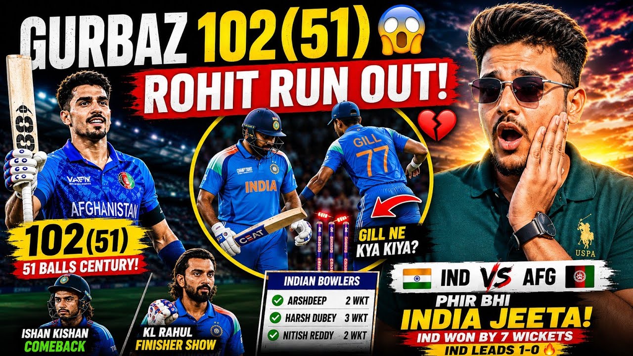 Gurbaz 102(51) Bekaar! 😱 India Jeeta | Rohit Run Out #cricket #indvsafg 