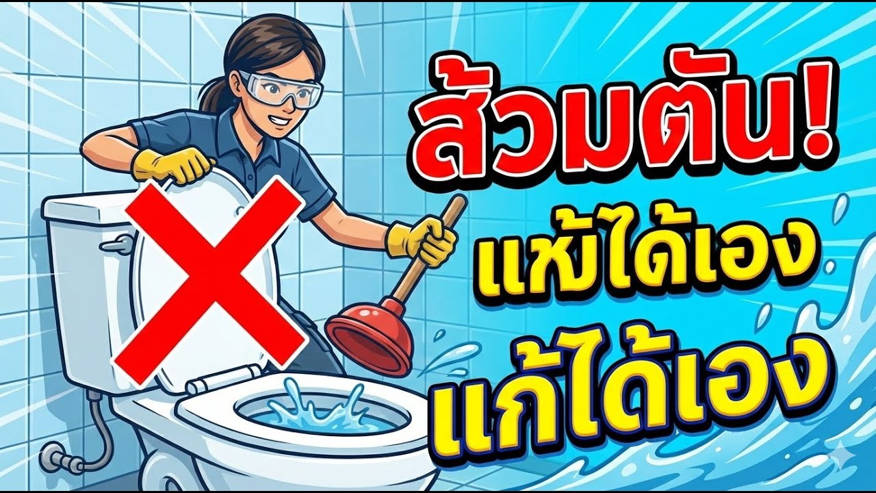 ส้วมตันกดไม่ลง! ห้ามราดน้ำซ้ำ ❌ วิธีแก้ส้วมราดน้ำไม่ลง ท่อตันให้หายในพริบตา