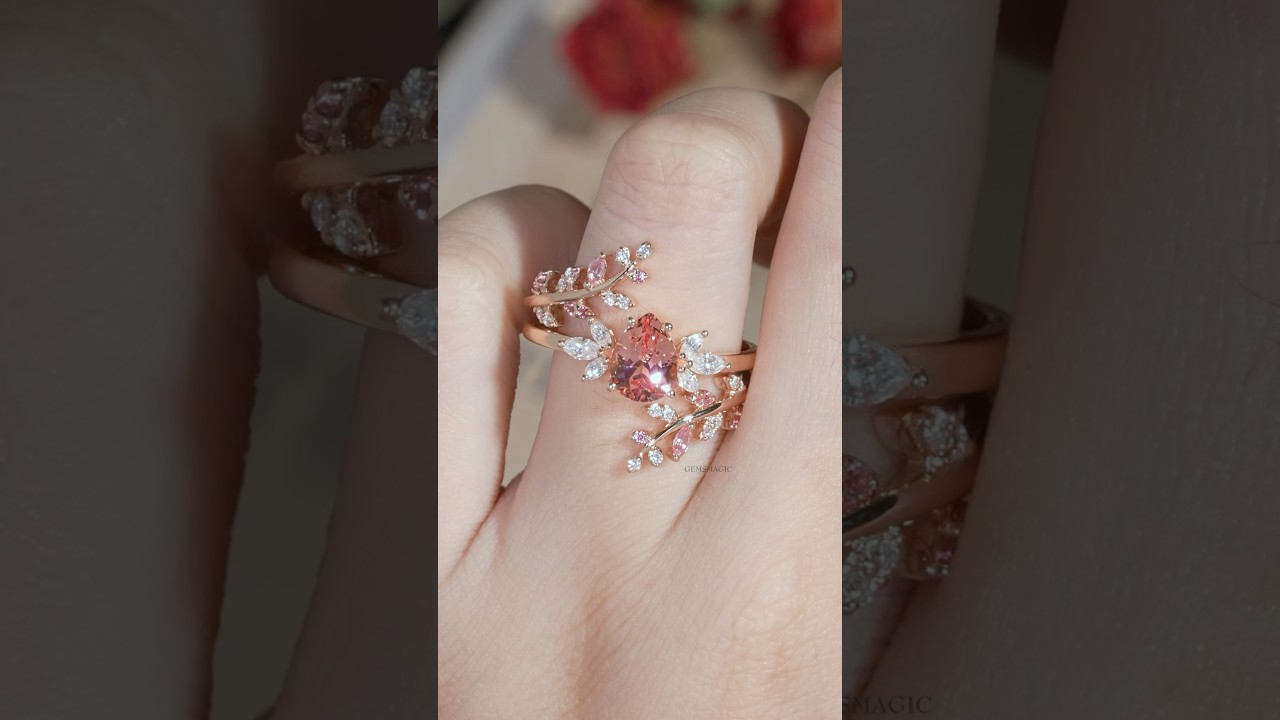 Which color do you want?💍✨ #gemsmagic #leafring #natureinspired #weddingring #engagementring