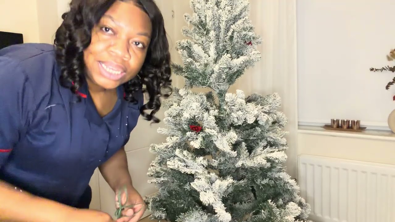 UNBOXING THE MOST BEAUTIFUL CHRISTMAS TREE- NEW TREE - snowy and pre -lit 