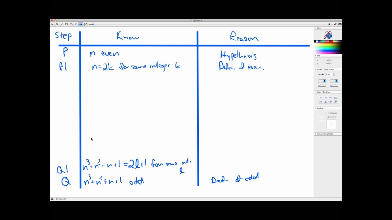 Direct proofs of conditional statements using know-show tables, Part 2 (Screencast 1.2.3)