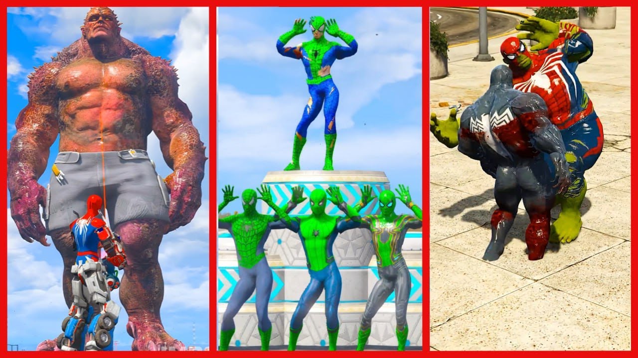 GTA V : SPIDERMAN-ROBO vs MCU-ABOMINATION,S WHO IS POWERFULL?🆚RENDOM-SPIDERMAN,S vs WHITE-VENOM