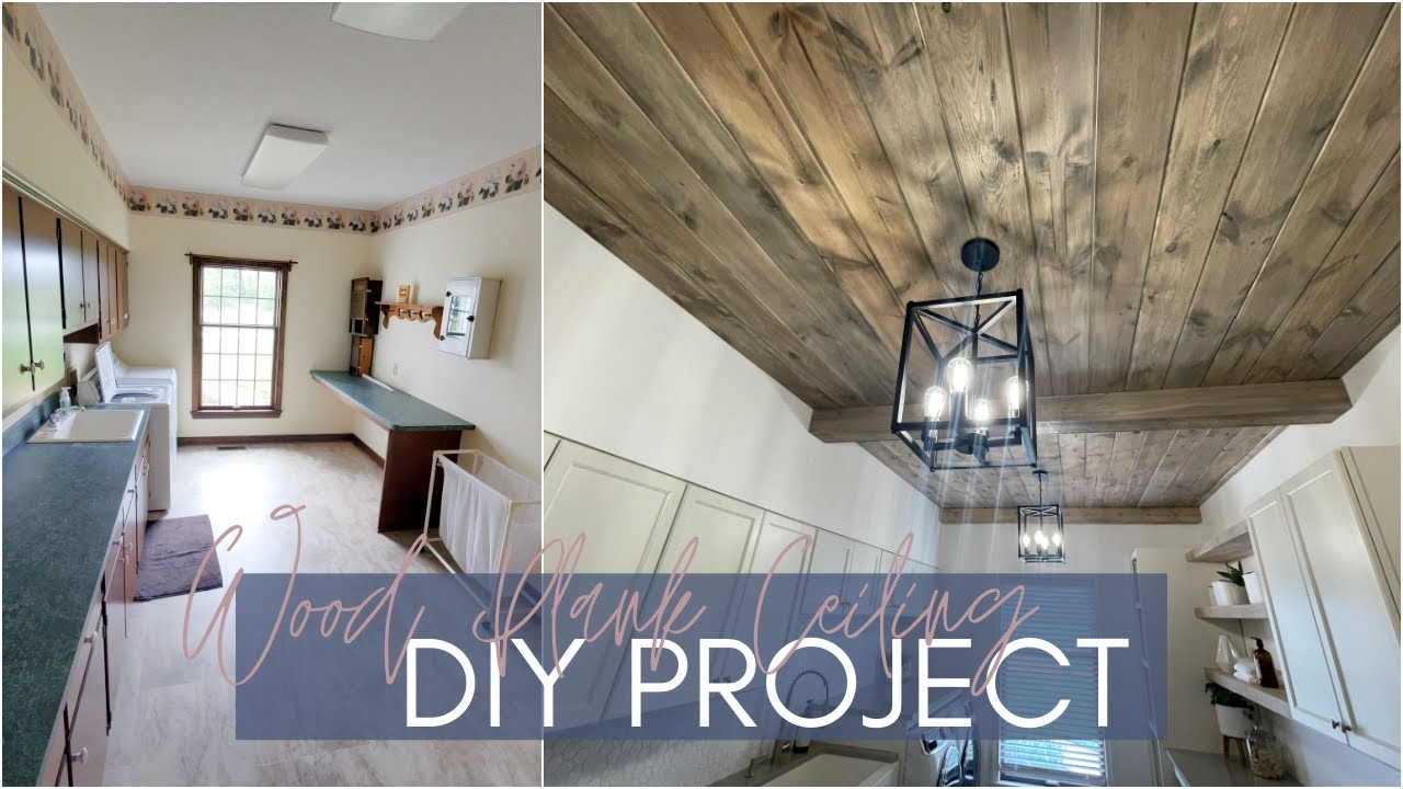 DIY Wood Plank Ceiling