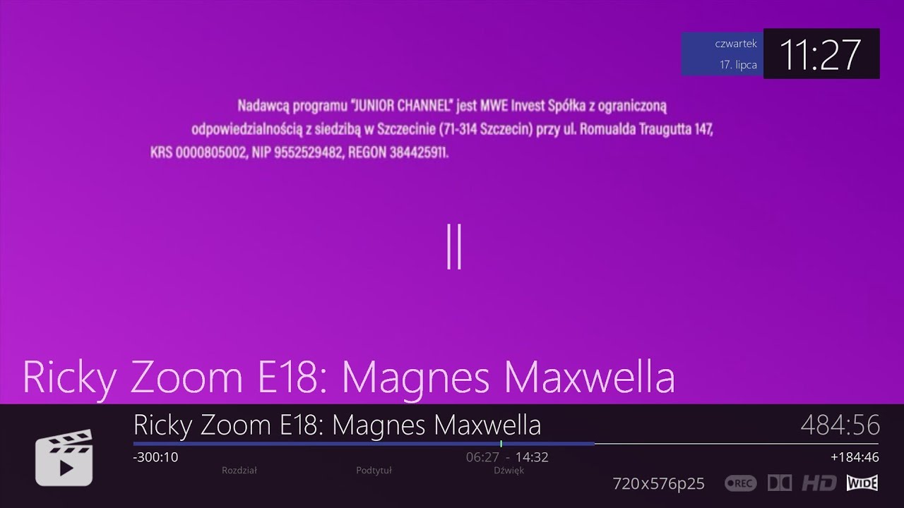 Junior Channel - Reklamy i plansza o nadawcy (17 lipca 2025r.)