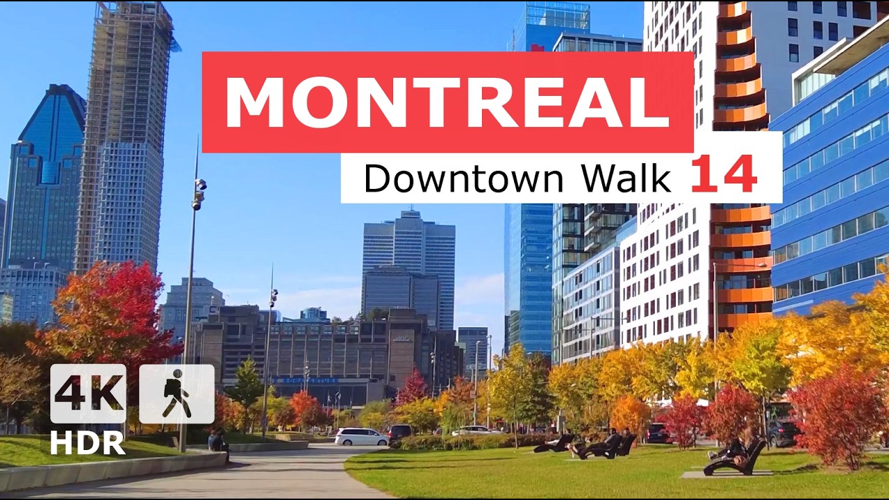 [ 4K ] Downtown Montreal Autumn Walking Tour 14 | Robert Bourassa Boulevard | Quebec Canada 2024 🇨🇦