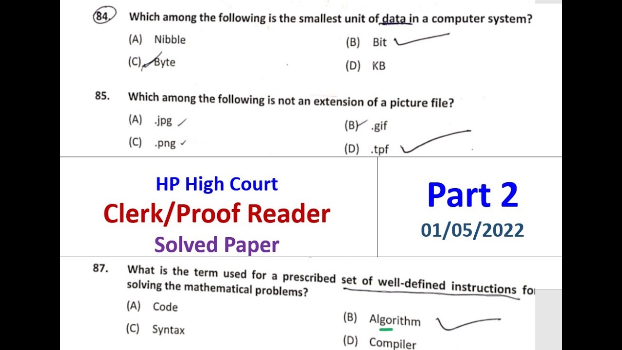 HP High Court Clerk Solved Paper 2022  Part 2