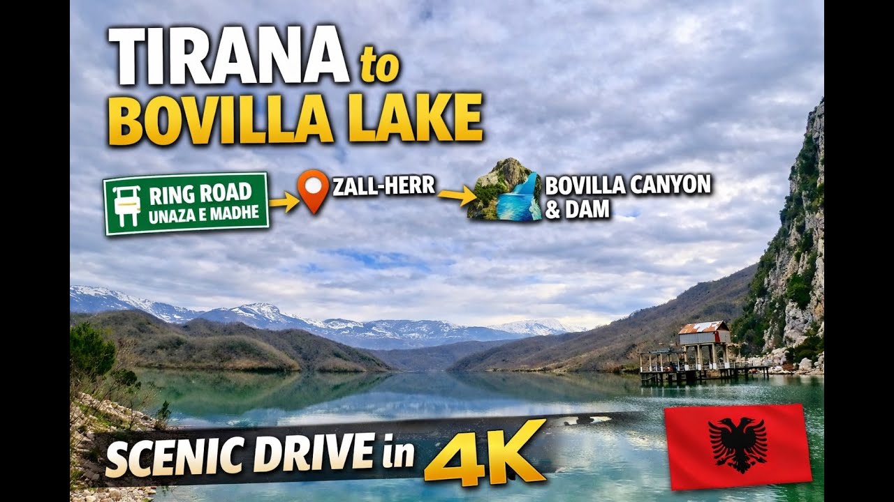 360 4K Real-Time Drive | Tirana East Gate → Zall-Herr → Waterfall/Bovilla Lake Dam | Tirana, Albania