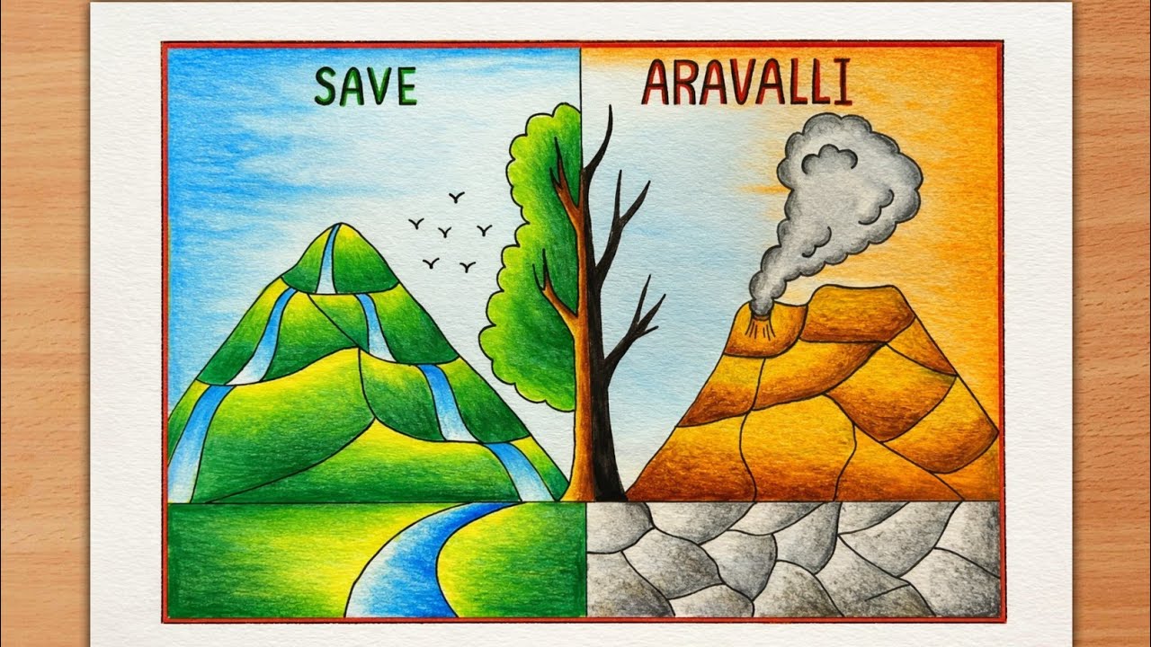 Save Mountain Aravali Drawing//Aravali Hills Drawing (@GulshanArtLabs )
