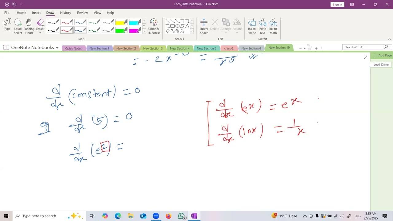 Differentiation of Basic Functions & Extreme Value
