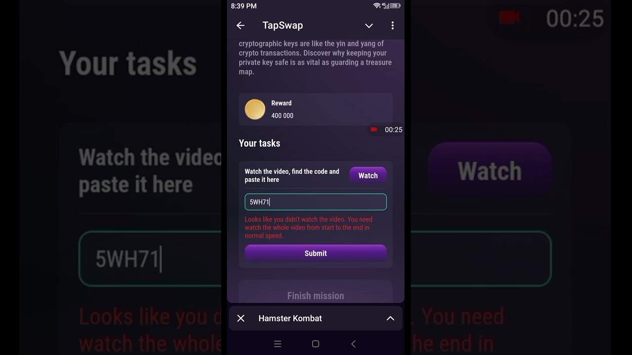 Tapsawp Secure Your crypto code | Secure 🔐 your crypto code | Tapsawp video code Today 24 July