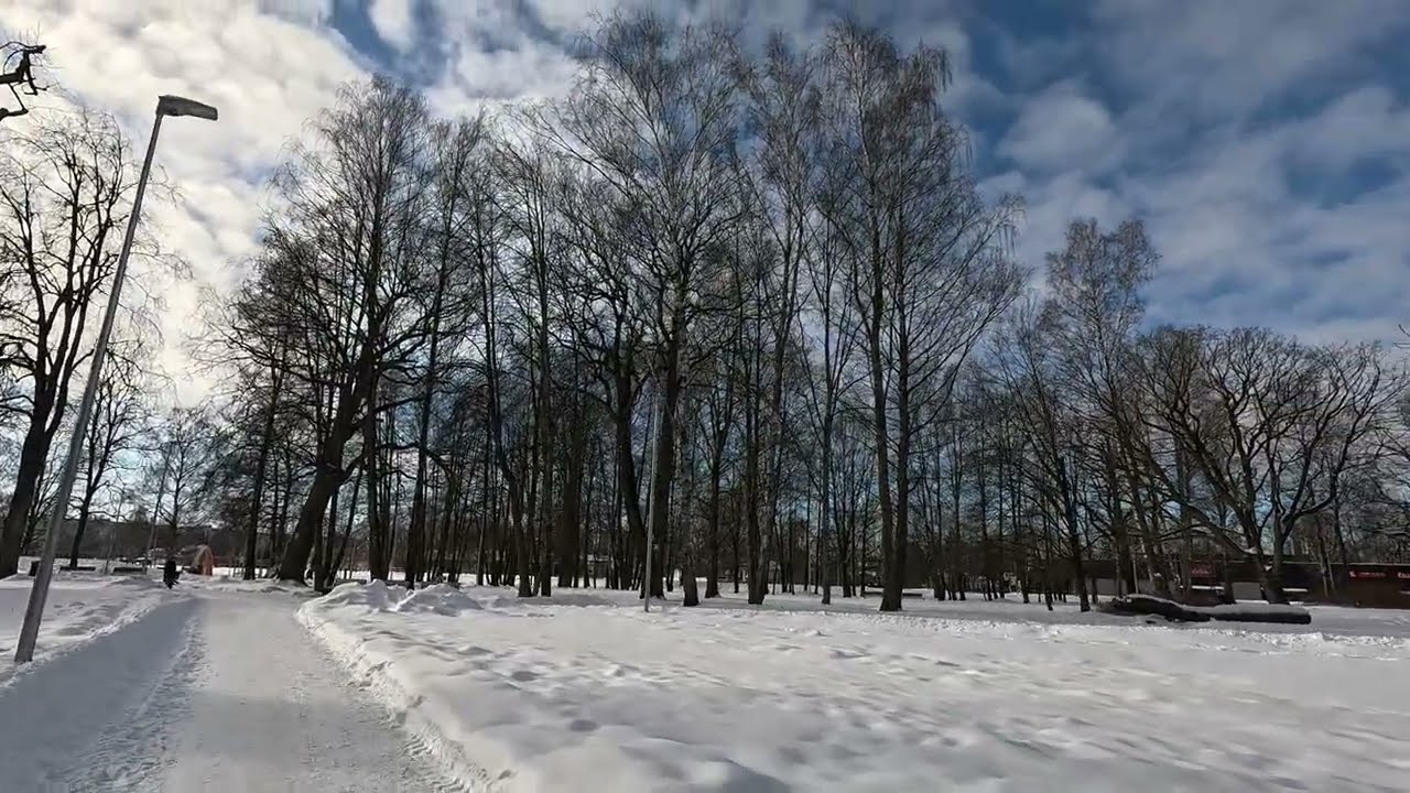 2 gara pastaiga Ebelmuižas parks 15 feb sv long walking tour city sounds dynamic camera asmr 4K