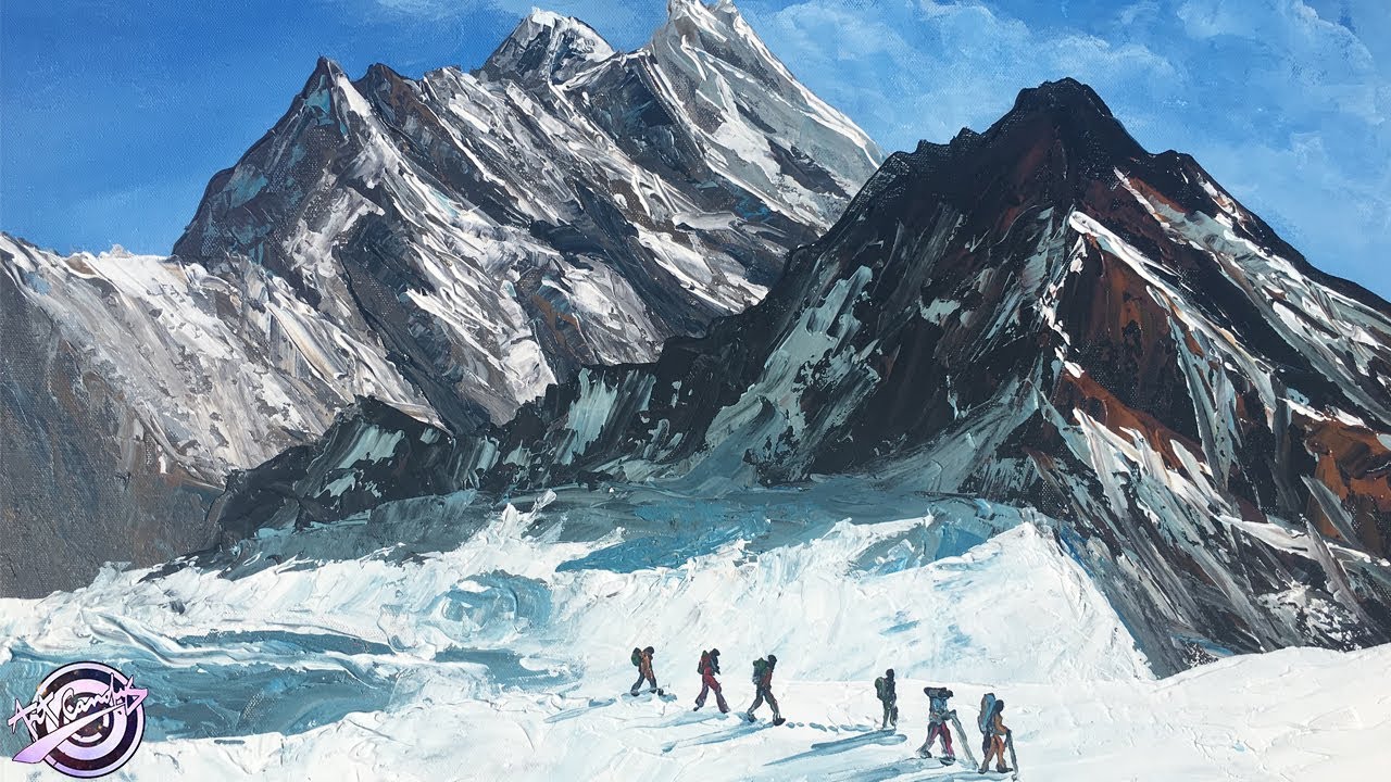 Everest Trek Painting | Palette Knife painting | Landscape painting  | Mountain Painting | Art Candy
