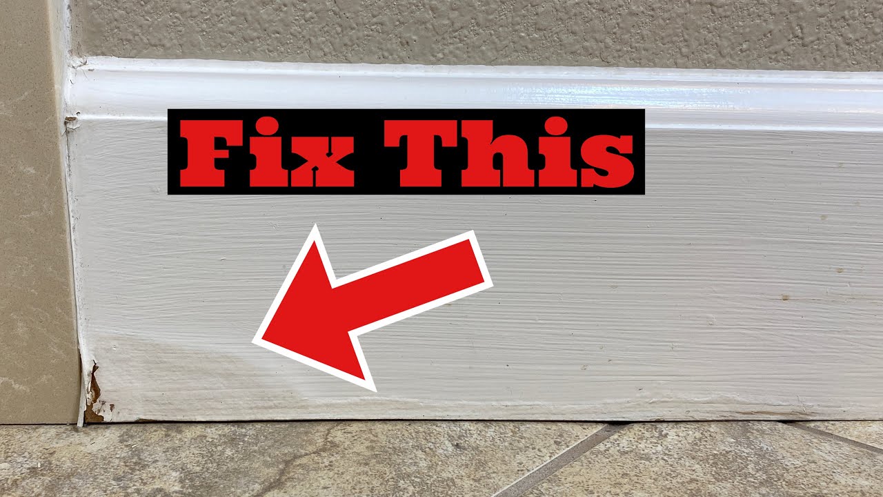 Repair and replace Baseboards! Replace MDF Baseboard with wood. DIY