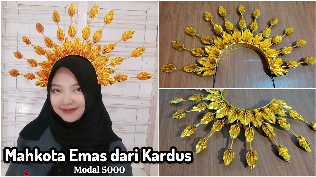 MAHKOTA EMAS DARI KARDUS BEKAS UNTUK KARNAVAL