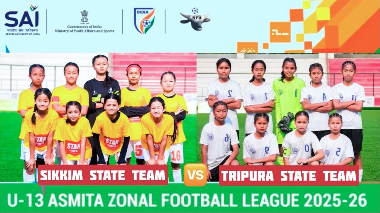 Sikkim 🆚 Tripura || U-13 Asmita Zonal Football League 2025-26 at Chumoukedima Football Stadium 🏟️