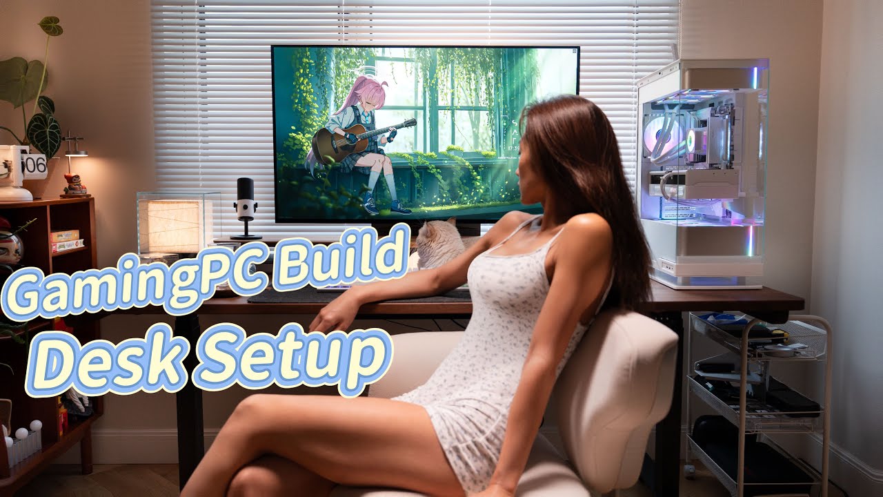 Build A WHITE Gaming PC, Extremely Clean and Comfortable DESK Setup On a Rainy Vibes Day🌧️