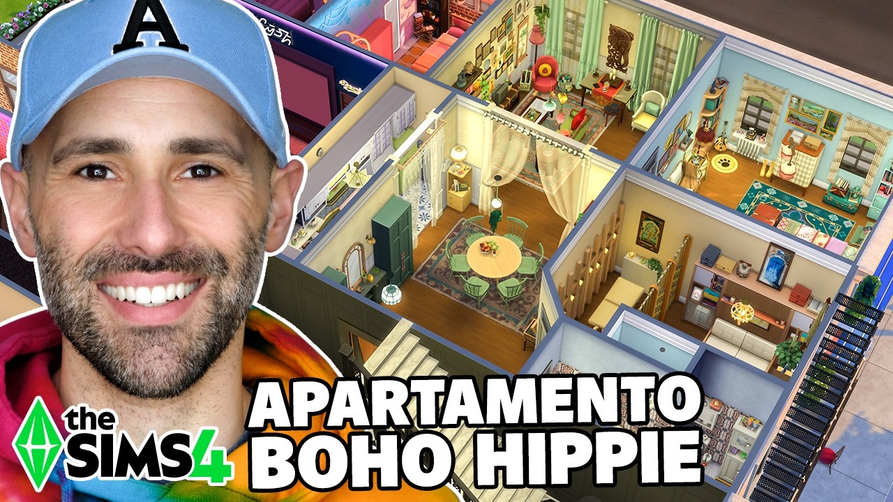 Decoro un APARTAMENTO con estilo BOHO HIPPIE en los Sims 4 🏠 Gameplay en español