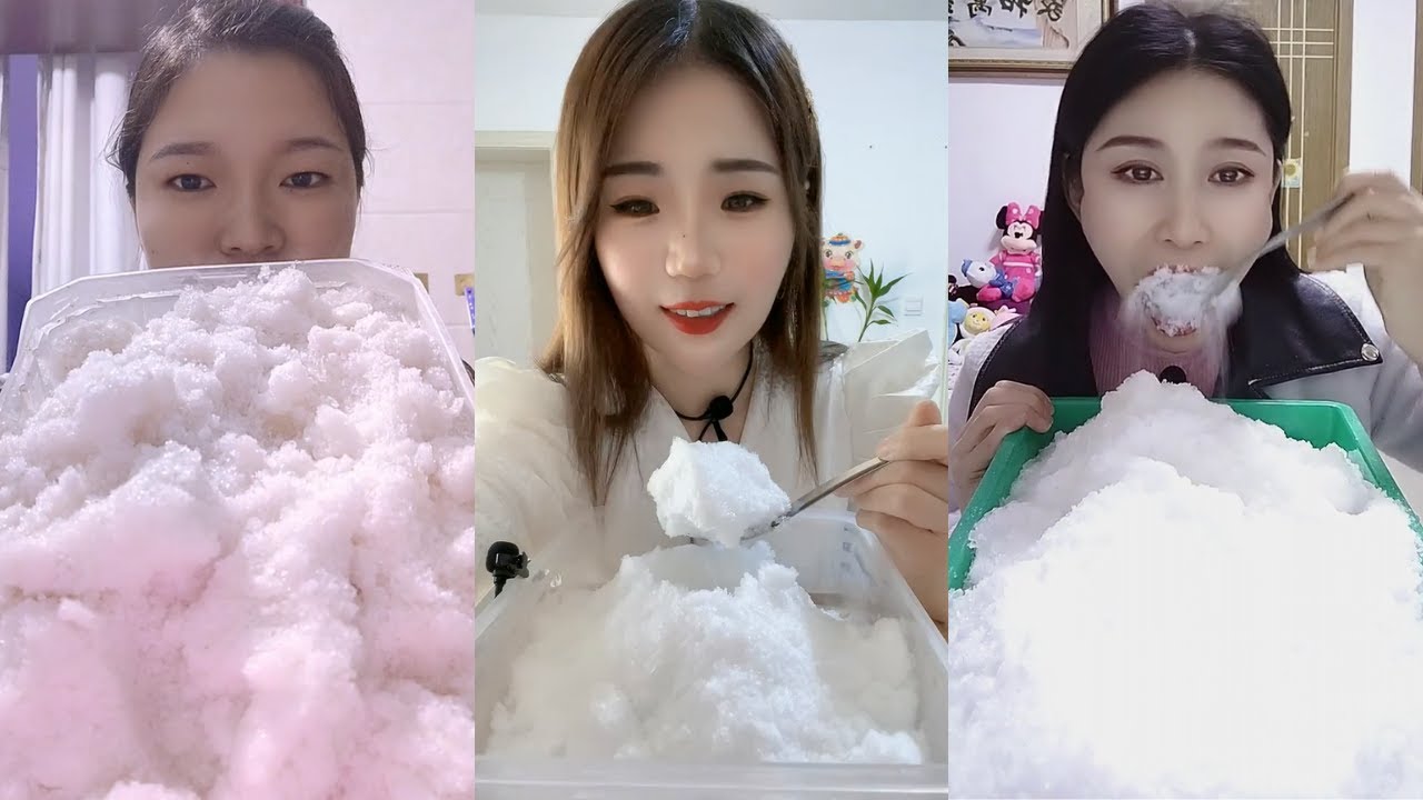 ASMR SPOONFUL SOFT WHITE ICE EATING❄️ HUGE POWDERY ICE ASMR【咀嚼音】氷を食べる音 얼음먹방 SATISFYING MUKBANG