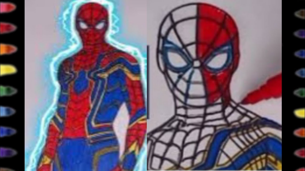 Drawing training channel/coloring training/how to color the iron Spiderman drawing