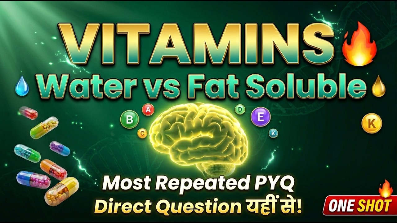 🔥 VITAMINS – Water vs Fat Soluble | Most Repeated PYQ | ONE SHOT Revision | Direct Question यहीं से!