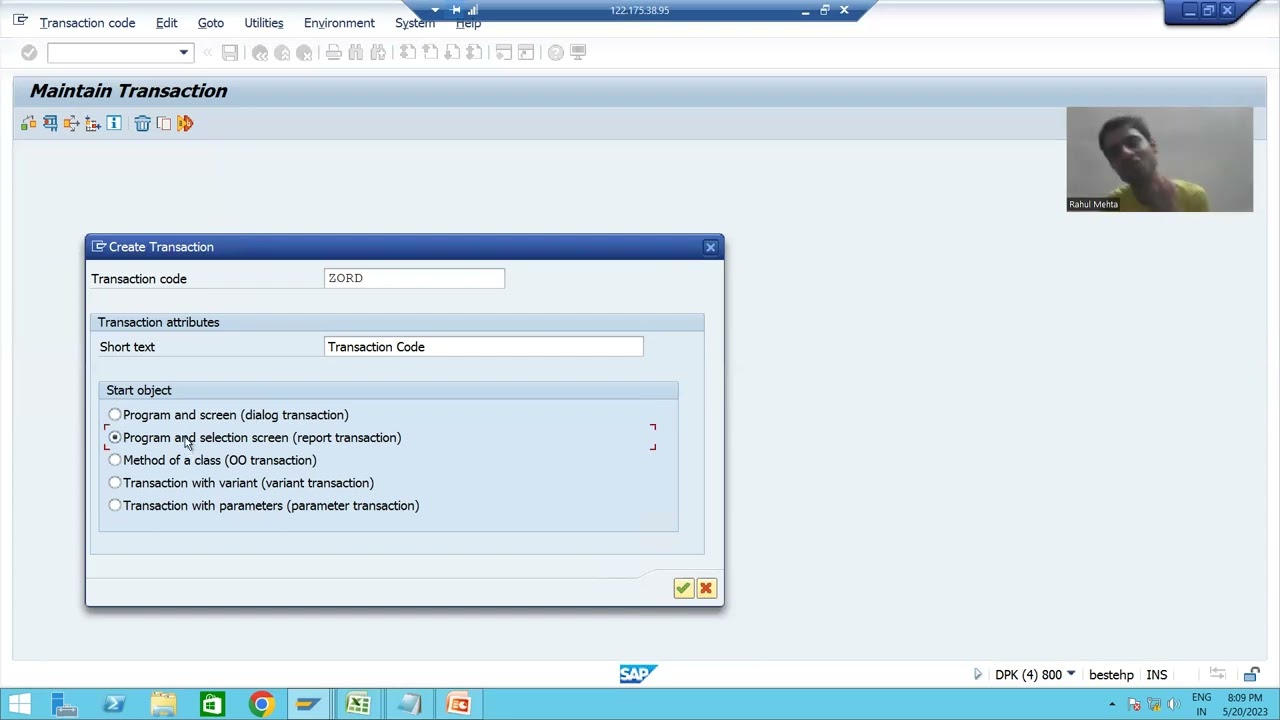31 - ABAP Programming - Transaction Code Creation for Executable Programs
