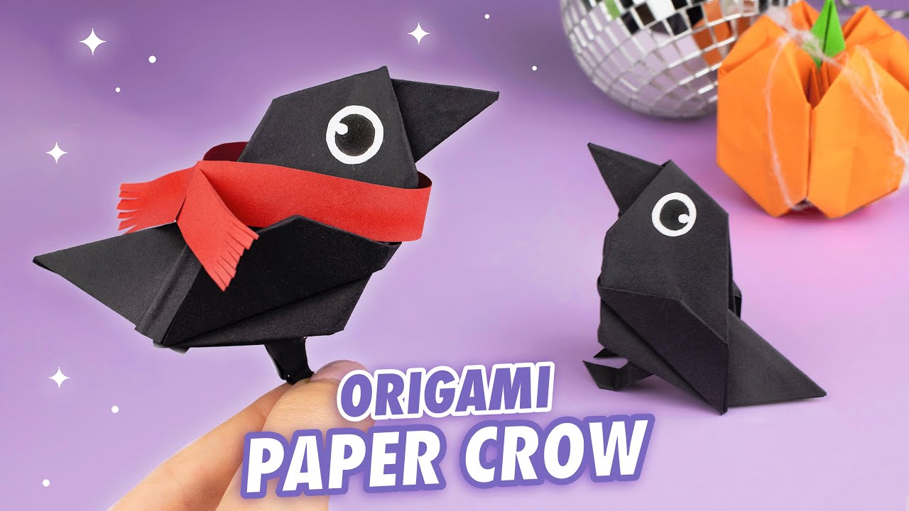 Оригами Птичка из бумаги | Бумажная ворона | Origami paper bird