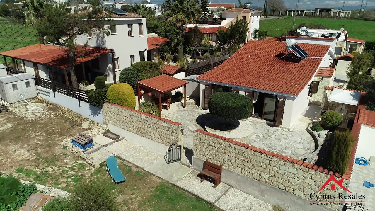 Kathikas 3 Bedroom Idyllic Bungalow, Drone Flyover, Cyprus Real Estate