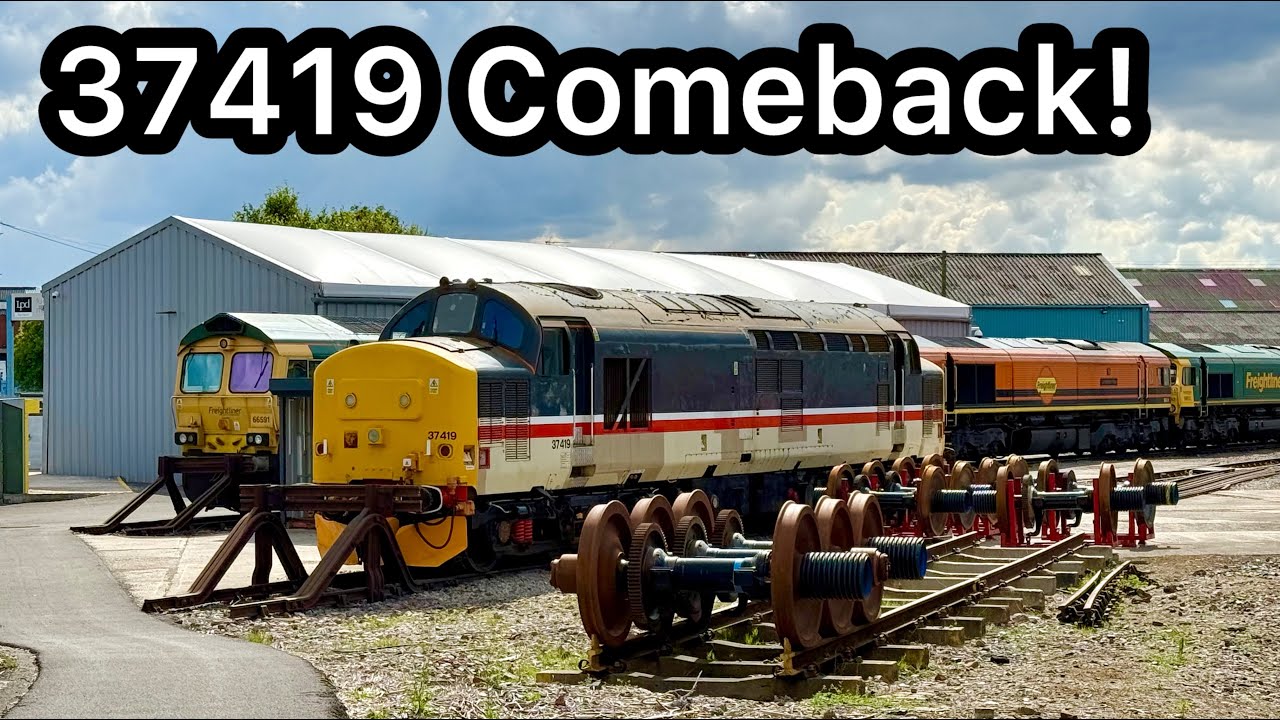 37419 Nears its COMEBACK plus the STORAGE Line of LOCOS going to WASTE at Leeds Midland Road VMF