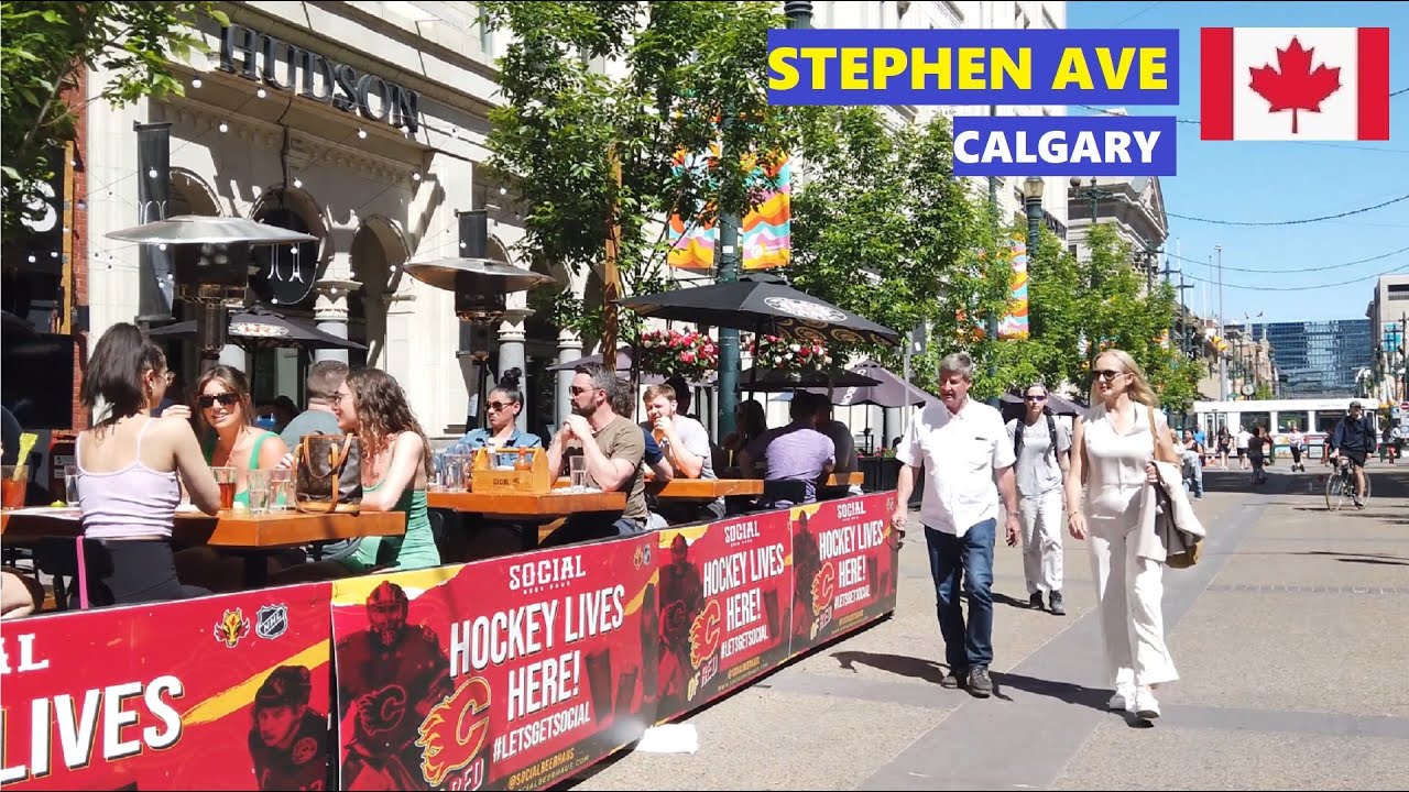 Stephen Ave | Calgary, Alberta, Canada | Walking Tour (4K)