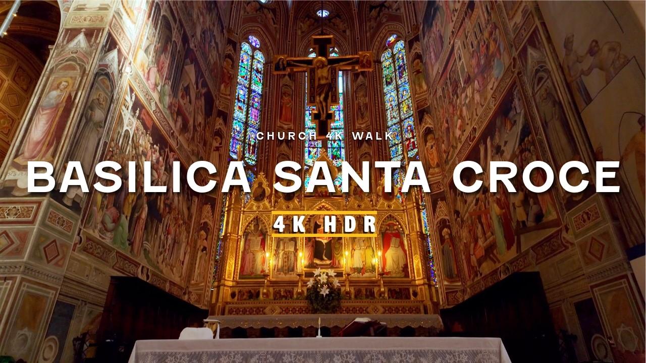 Basilica di Santa Croce, Florence 4K Walk (No Music, 60fps) | Piazza & Dante Statue