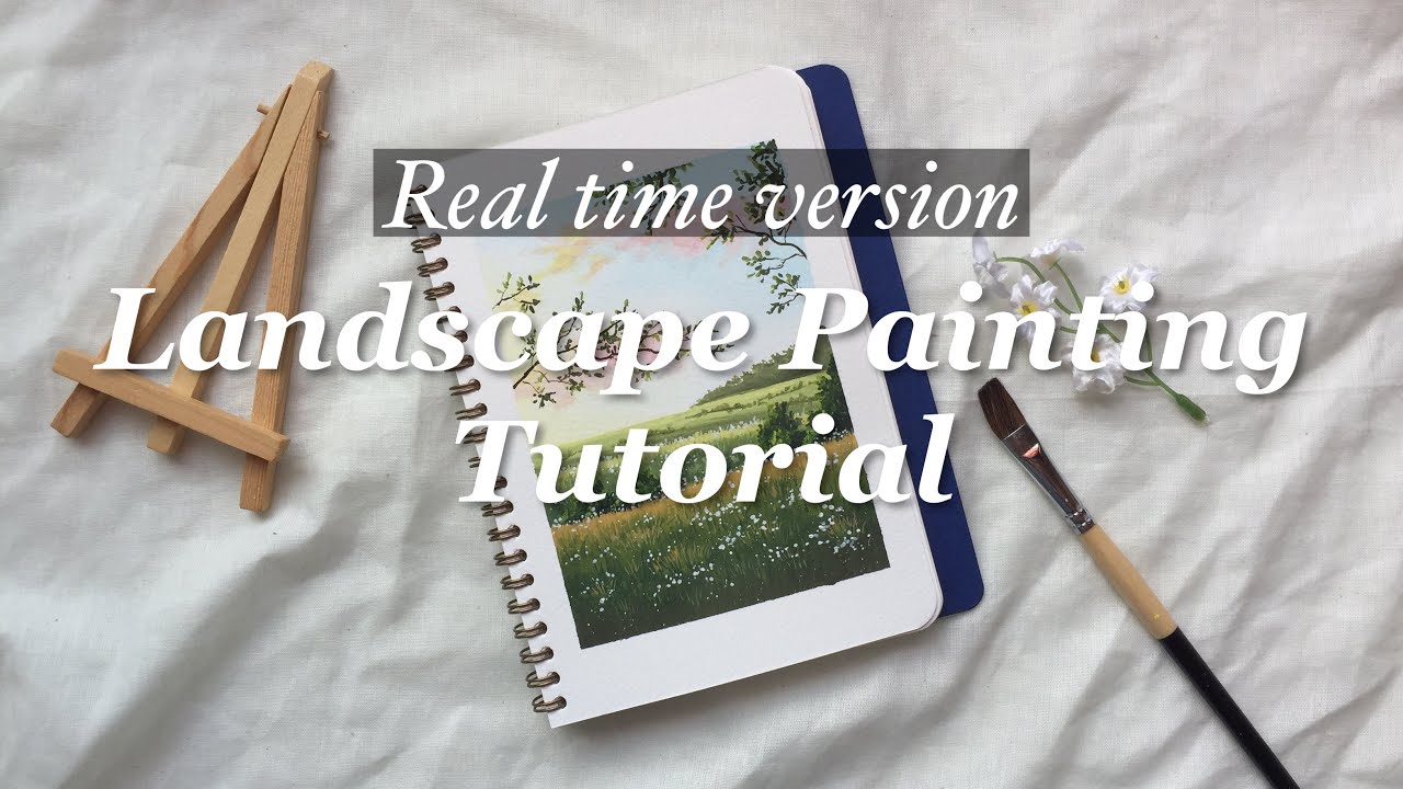 Real-time Gouache tutorial | Peaceful landscape painting | 水粉风景教学 实时视频