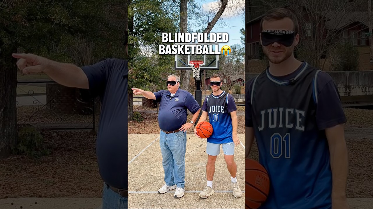 Playing blindfolded basketball ￼with Professor Pops 😭 