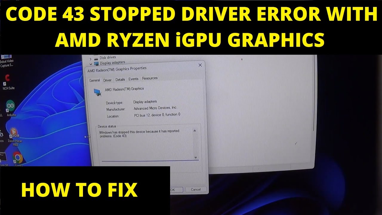 Code 43 error with Ryzen iGPU graphics and discrete GPU - How to fix
