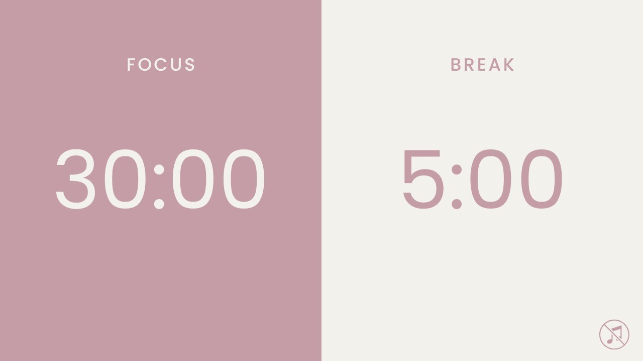30/5 Pomodoro Timer | 3 x 30 min | Focus | Study | Reflection | Productivity