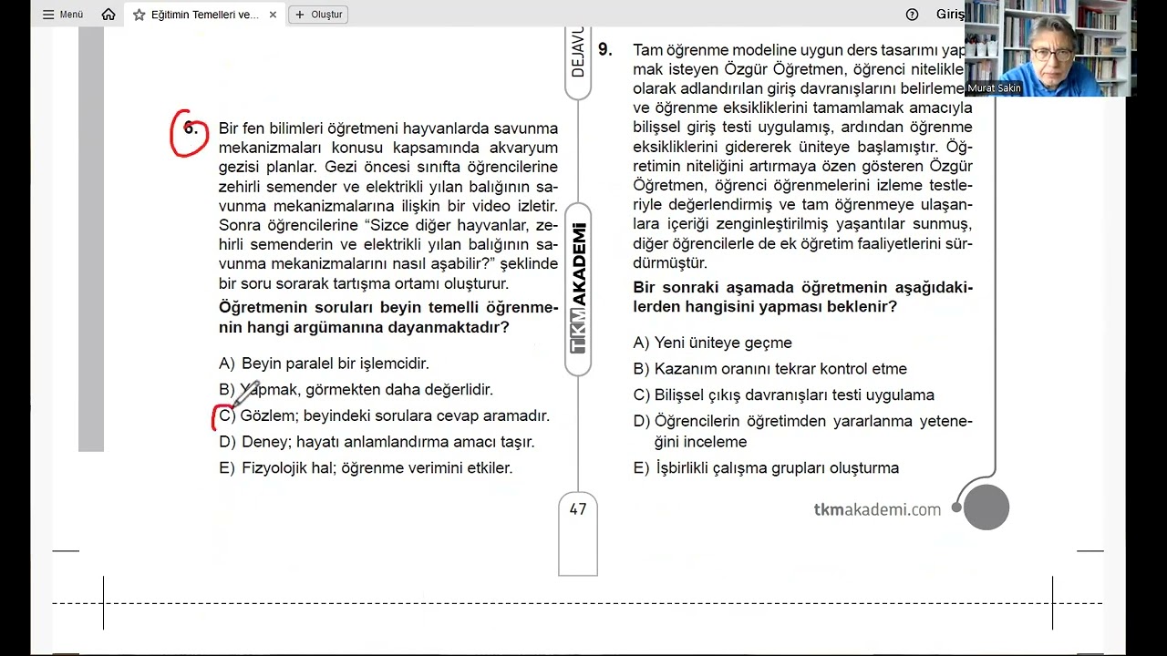 EĞİTİMİN SÜREÇLERİ -21 TEST 12 SORU ÇÖZÜM