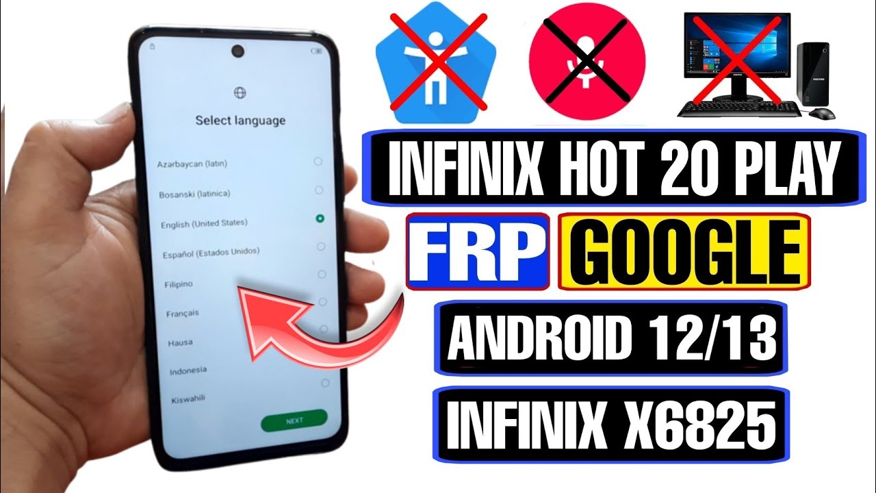 Infinix Hot 20 Play FRP Bypass Android 12 | Infinix X6825 Google Account Bypass Without PC 2023