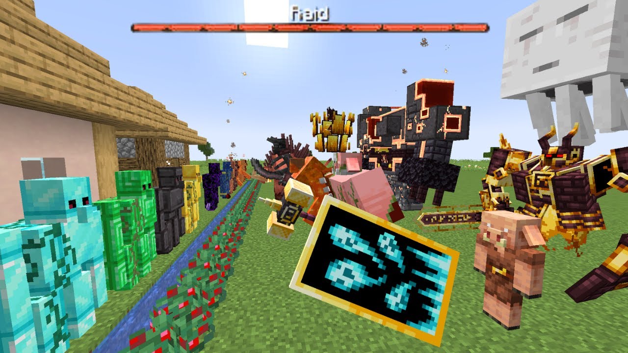 Nether Raid vs Extra Golem Security - Minecraft Mob Battle