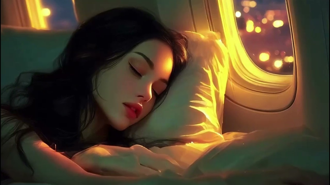 Deep Sleep Piano Music ✈️ Relaxing Night Flight Cabin Ambience for Study & Relaxation