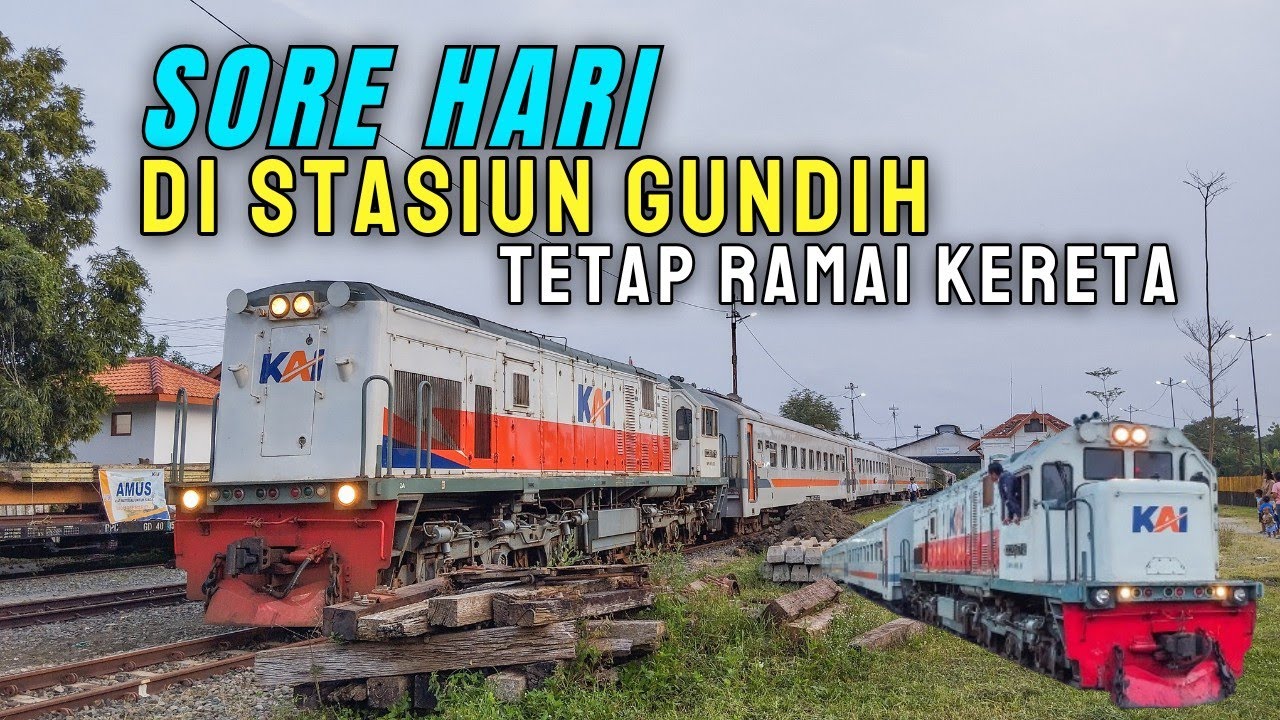 RAMAINYA STASIUN GUNDIH DI KALA SENJA AKIBAT REL TERPUTUS | KA Dharmawangsa, Banyubiru, Matarmaja
