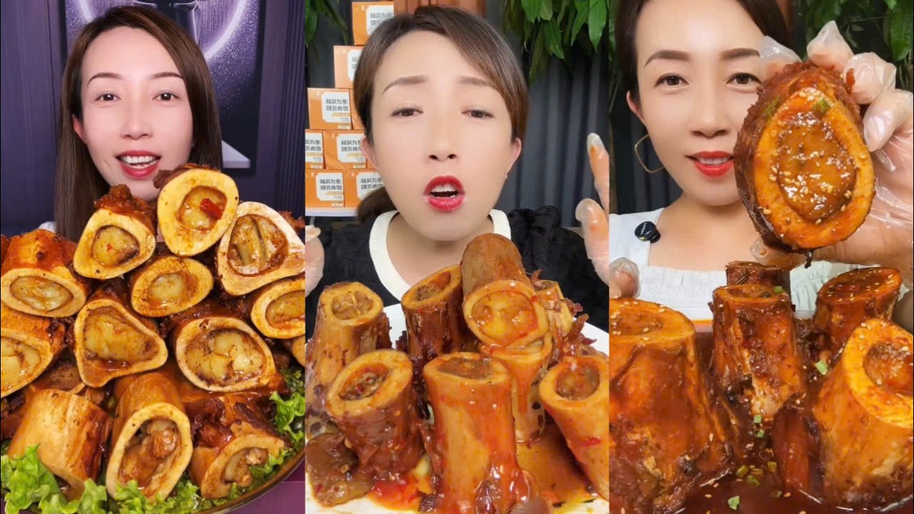 MUKBANG beef bone marrow ASMR  - The best of delicious Lien Huong food #1897