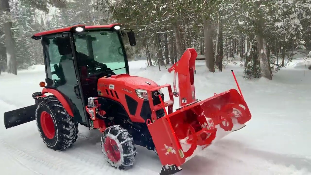 Kubota LX3310 with LX2963 Blowing 10&rdquo; of Snow