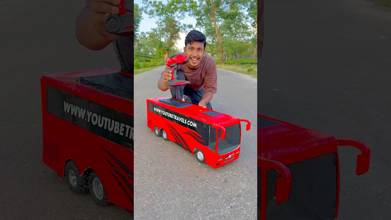 Piccolo autobus rosso contro grande autobus da viaggio RC su YouTube