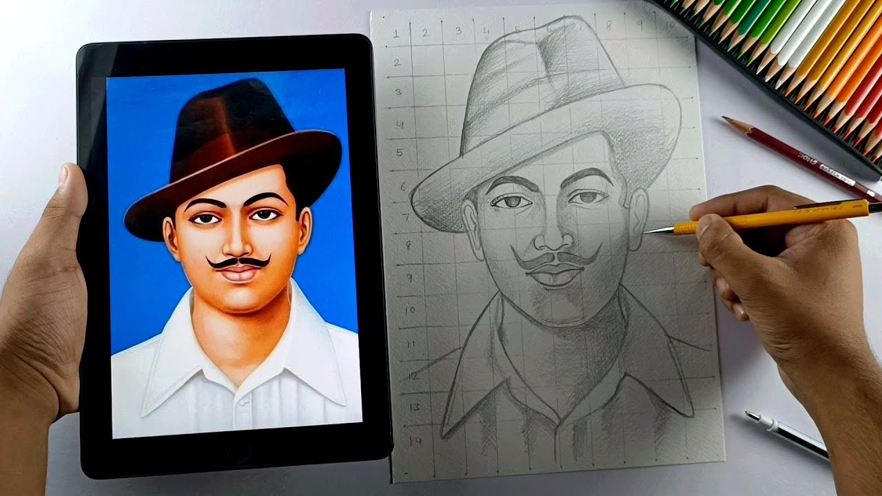 How To Draw Bhagat Singh, Step By Step (Outline Tutorial)