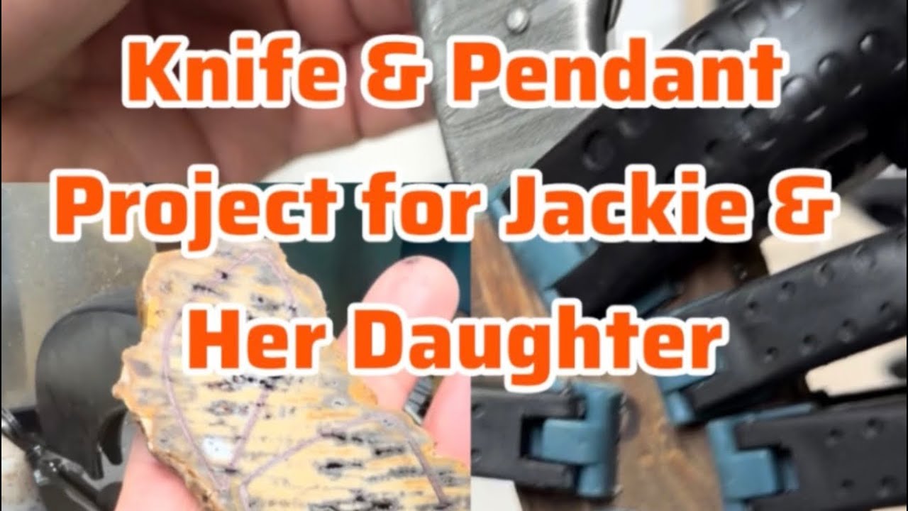 Knives & Pendants for Jackie & her Daughter #petrifiedwood #knife #minerals #uvreactive #texas